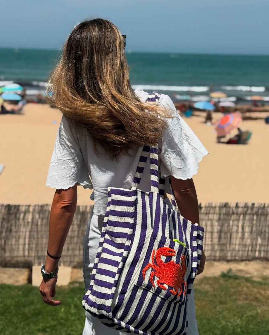 Bolso Shopper Rayas Cangrejo