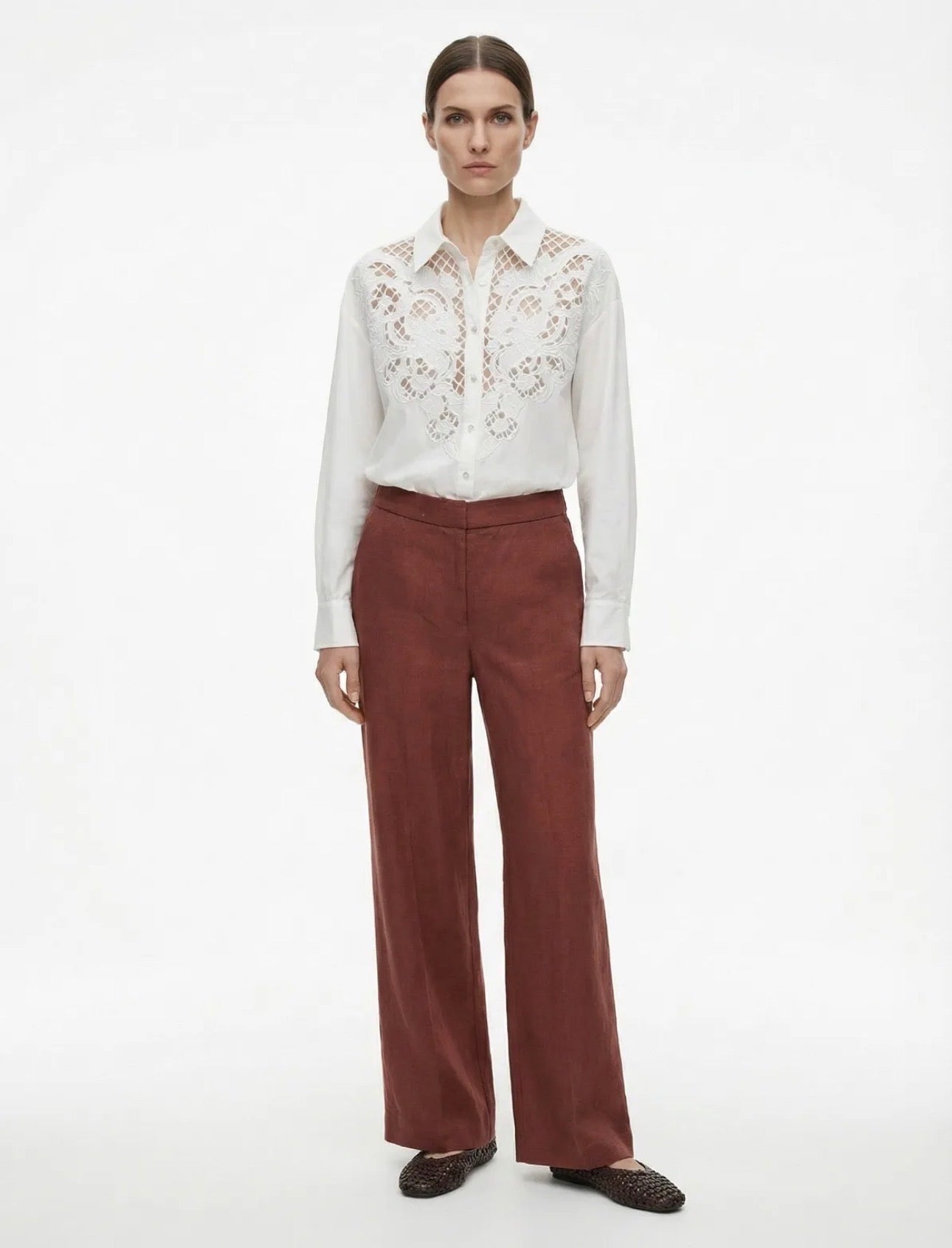 Camisa Blanca Brocado