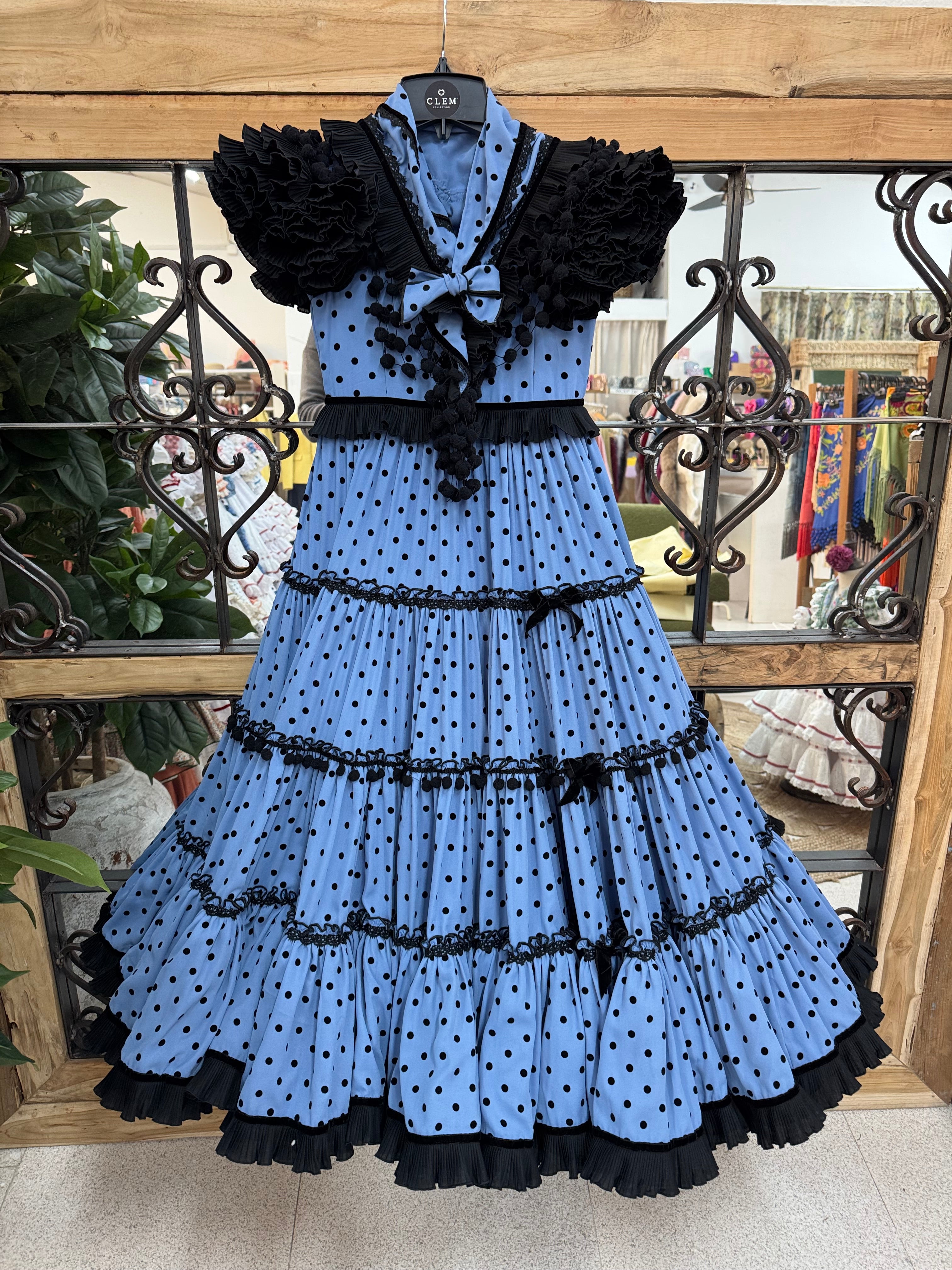 Traje de Flamenca Niña Pasarela Azul Gasa