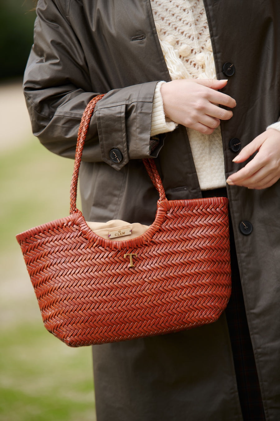 Bolso Piel Trenzada Akila Camel P