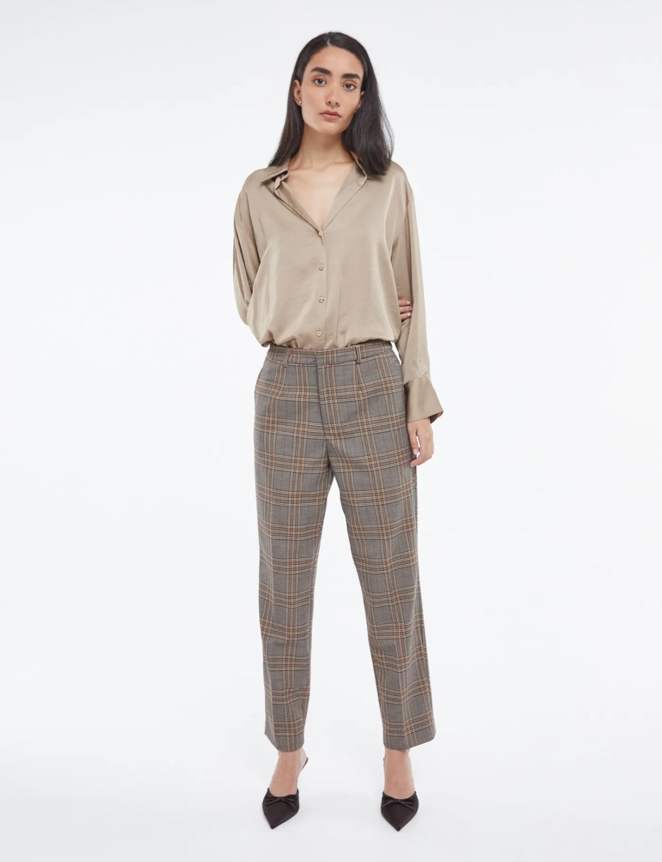 Blusa Satinada Gold Blanco Roto