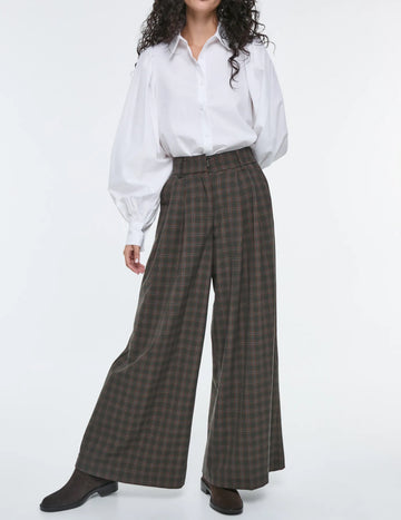 Pantalón Palazo Cuadros Verde