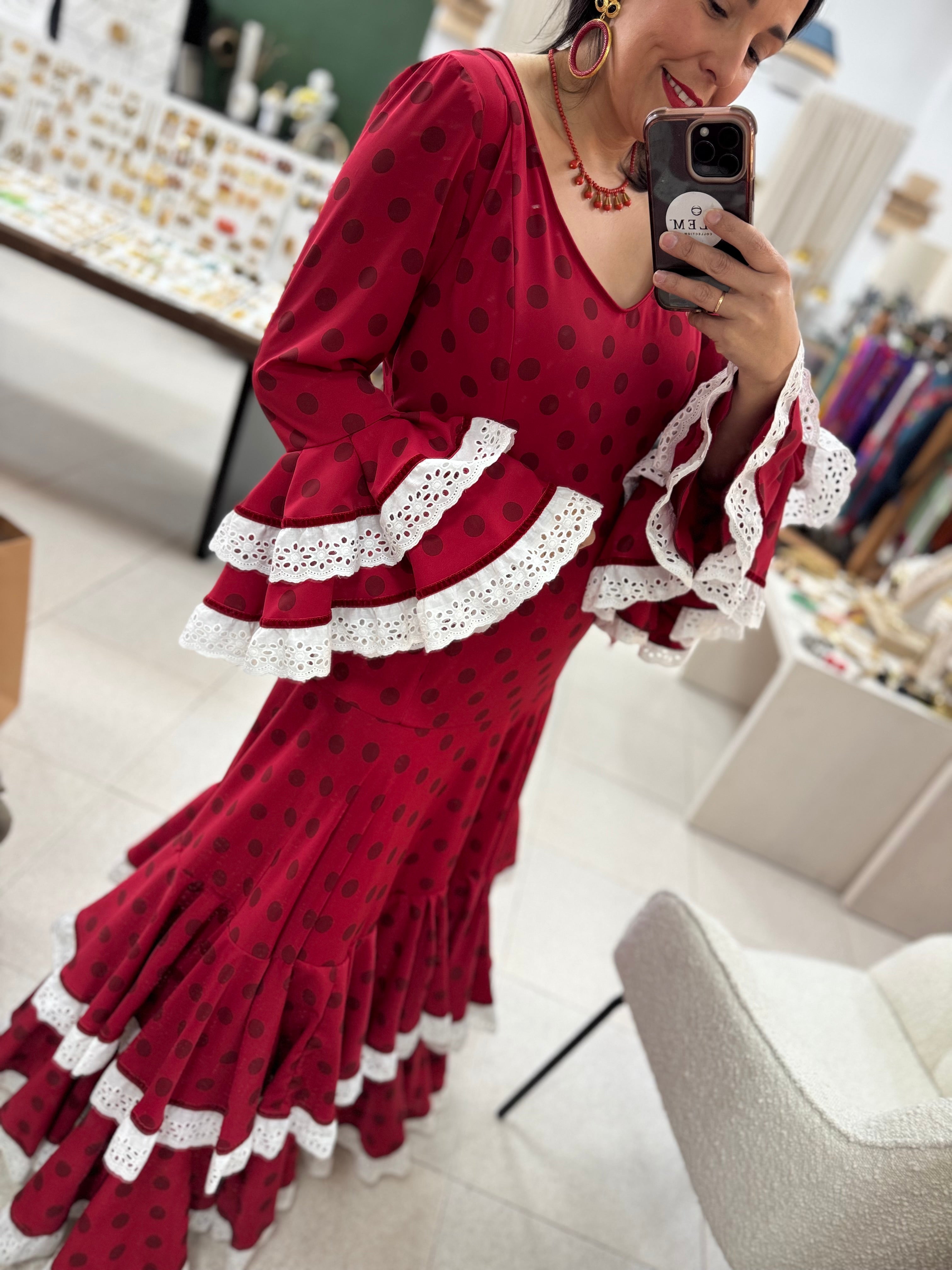 Traje de Flamenca Abril Rojo T.46