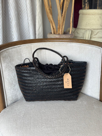 Bolso Piel Trenzado Negro