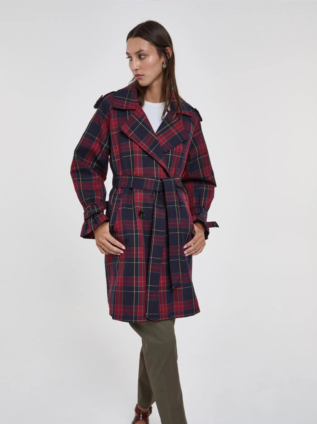 Gabardina Cuadros Burdeos