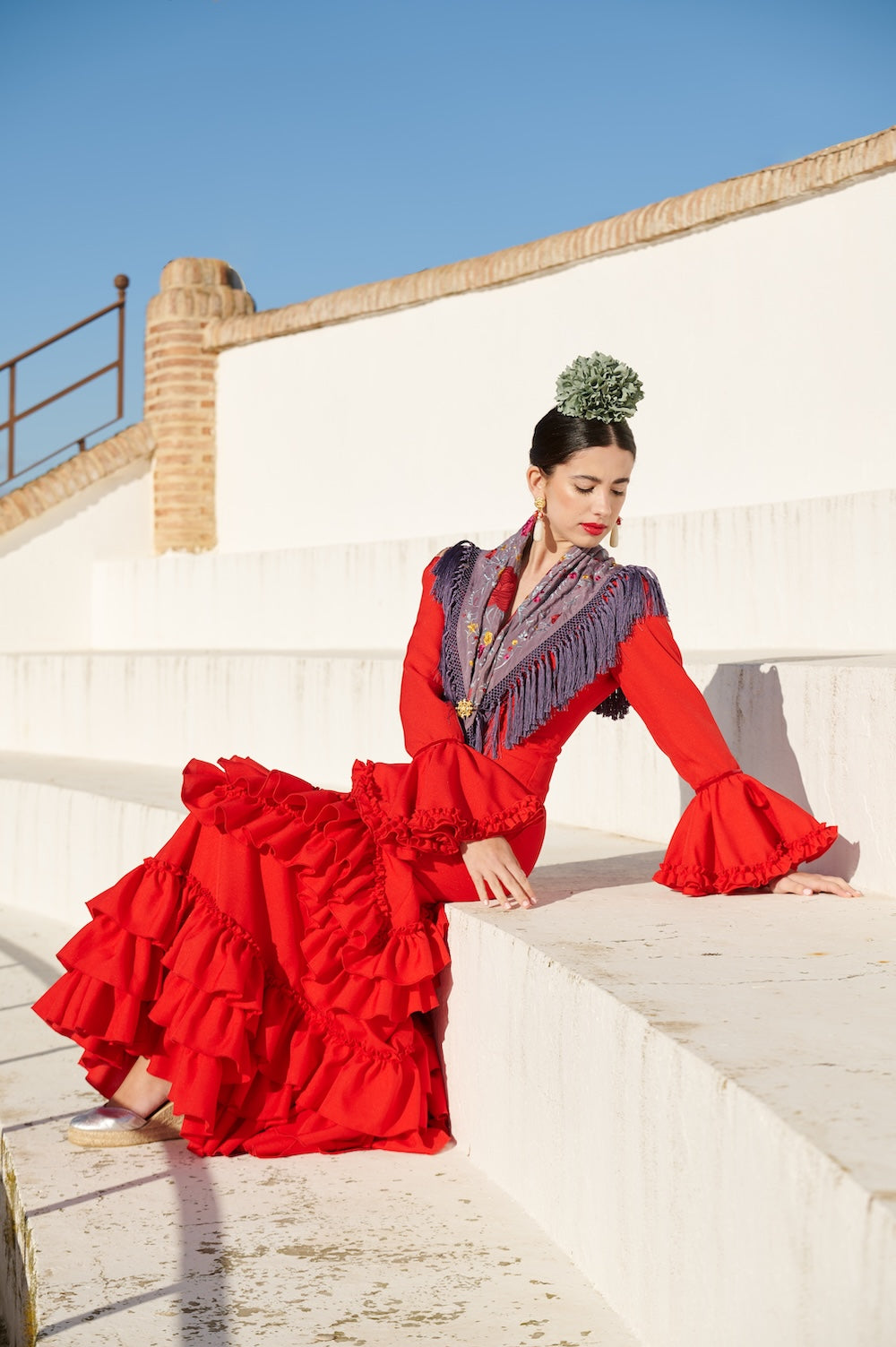 Traje de Flamenca Mod. Madrid Rojo