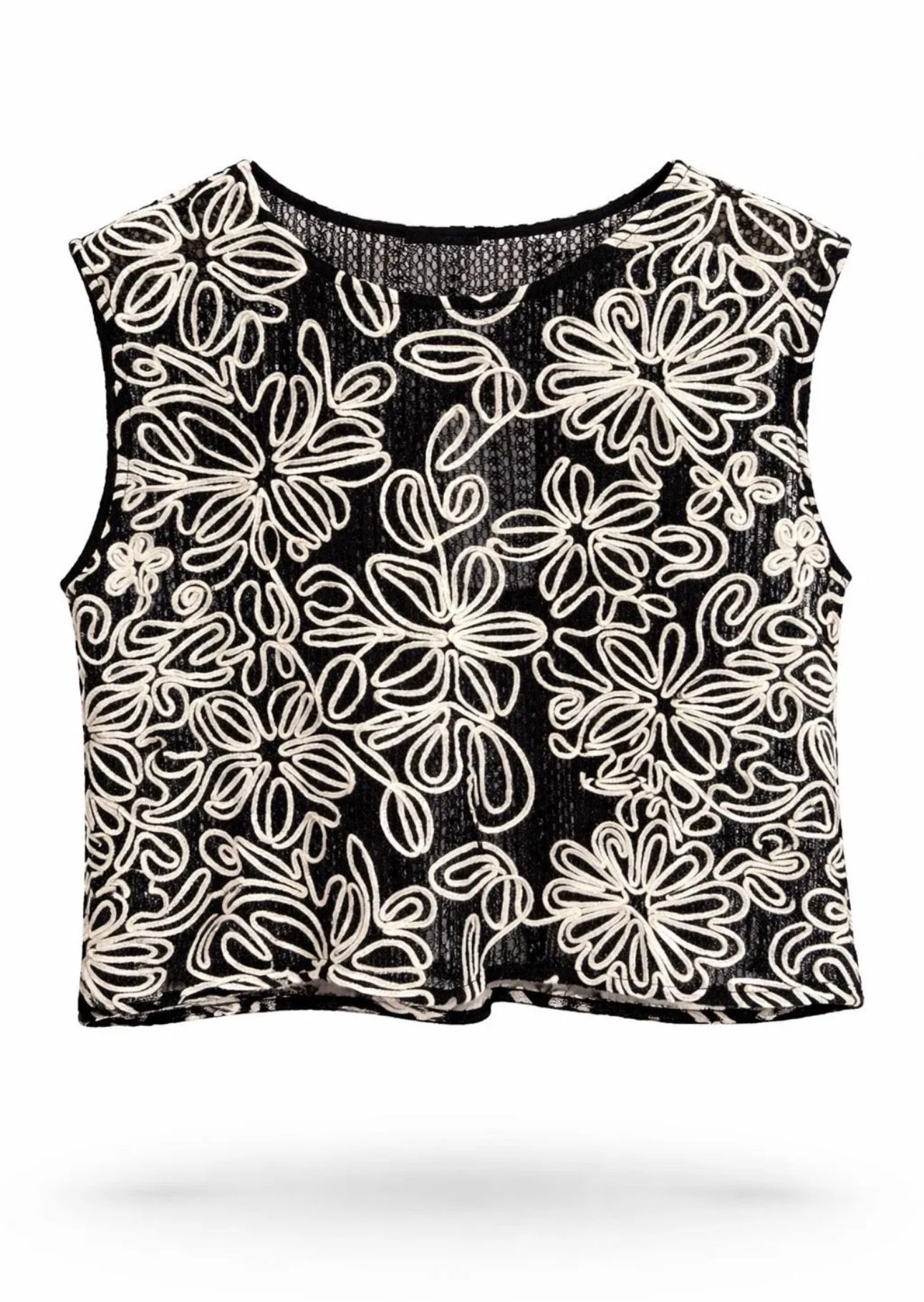 Top Croch Negro y Blanco