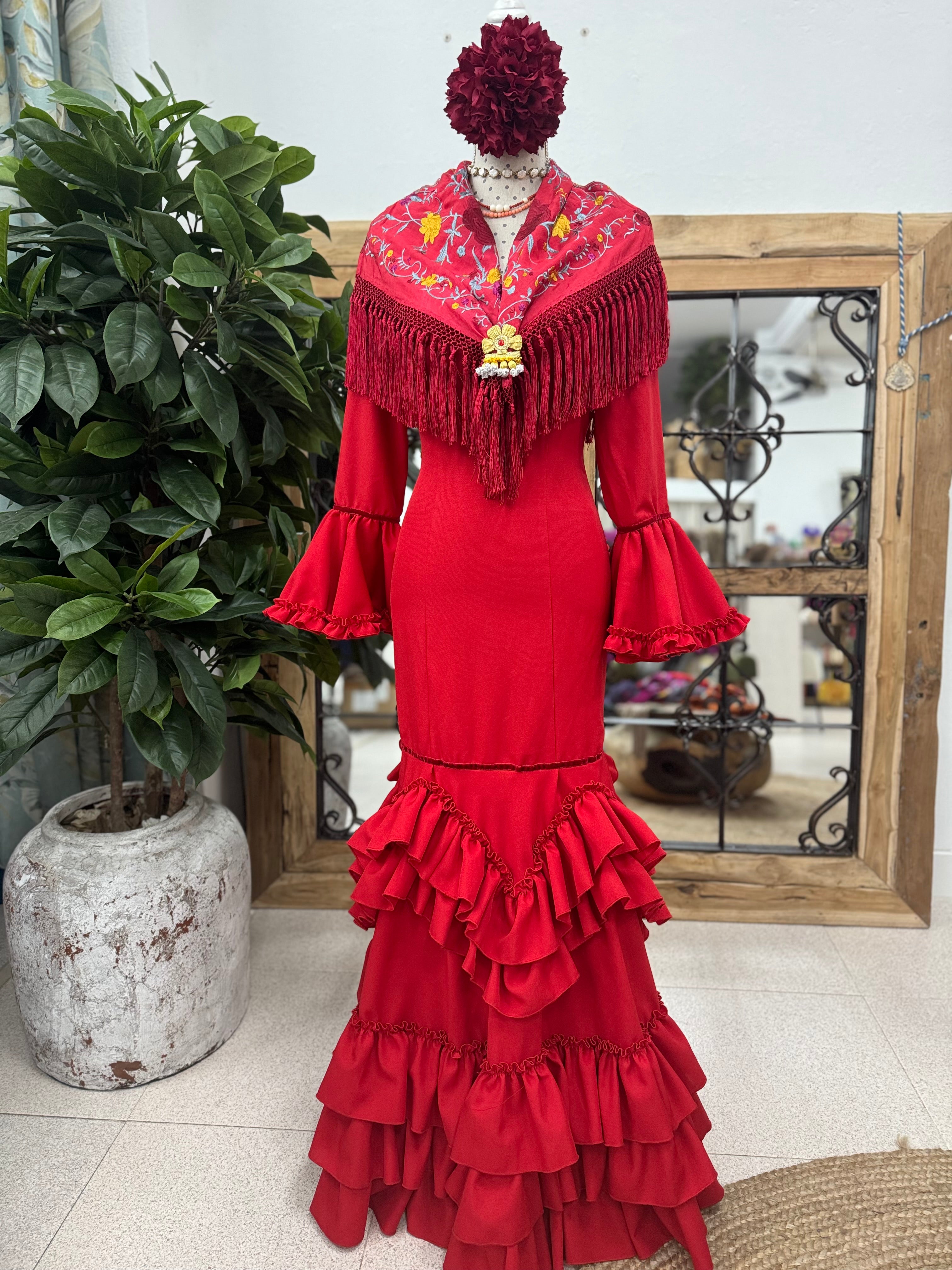 Traje de Flamenca Mod. Madrid Rojo