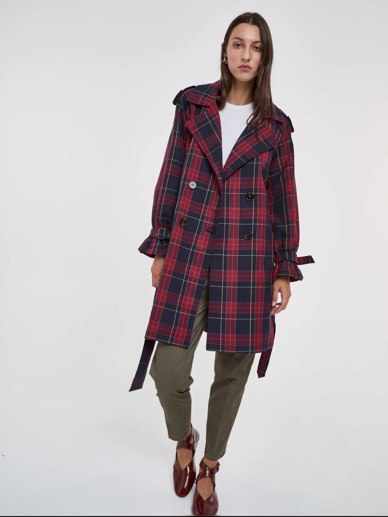 Gabardina Cuadros Burdeos