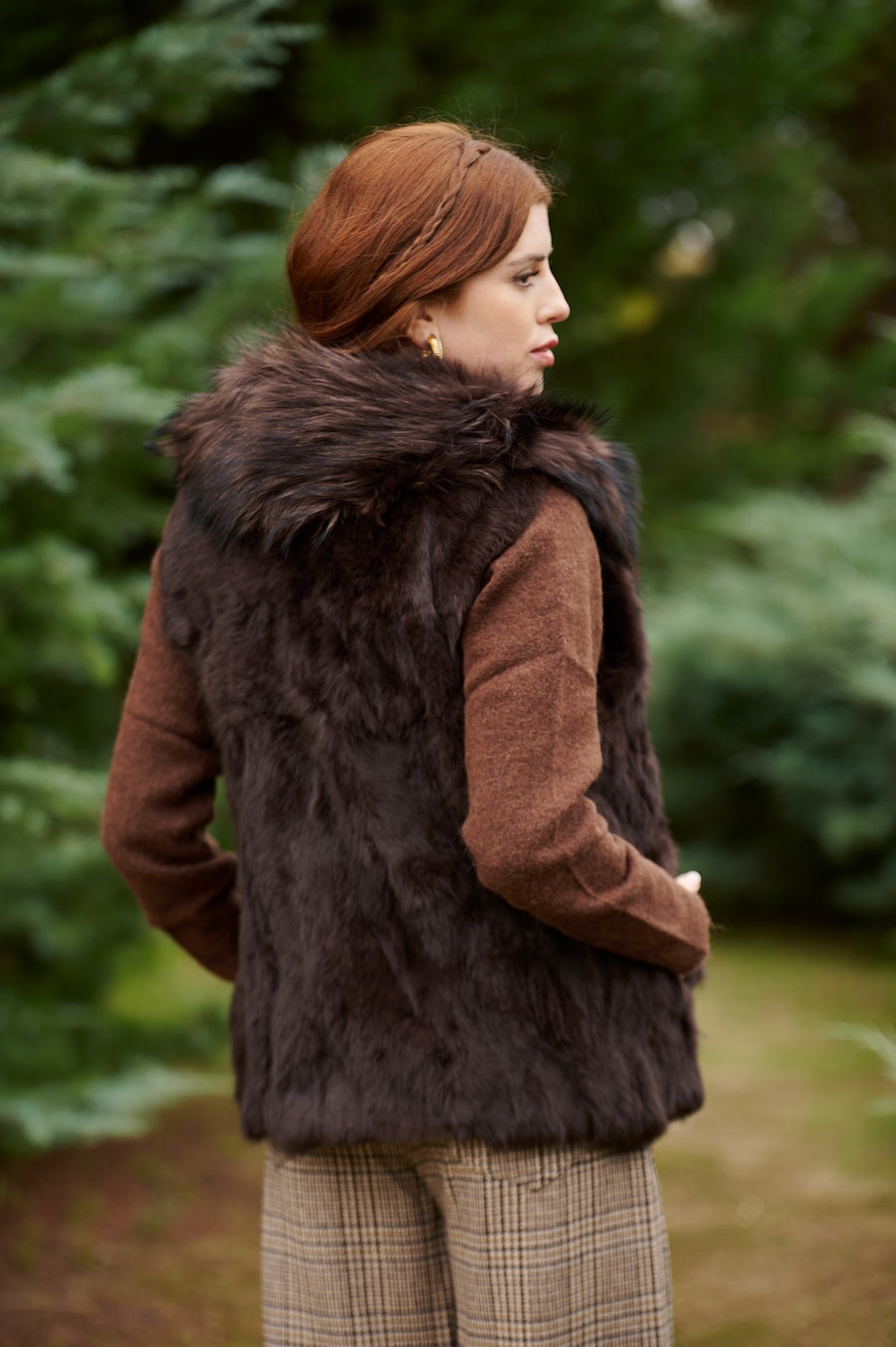 Chaleco Piel Natural Cuello