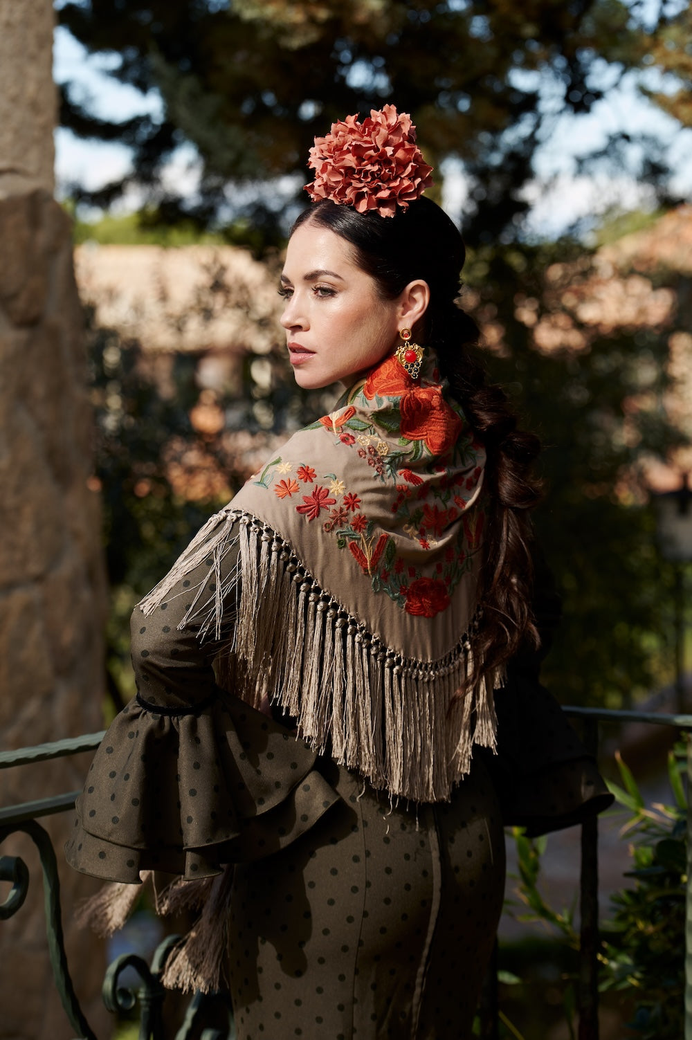 Traje de Flamenca Madrid Verde con lunar