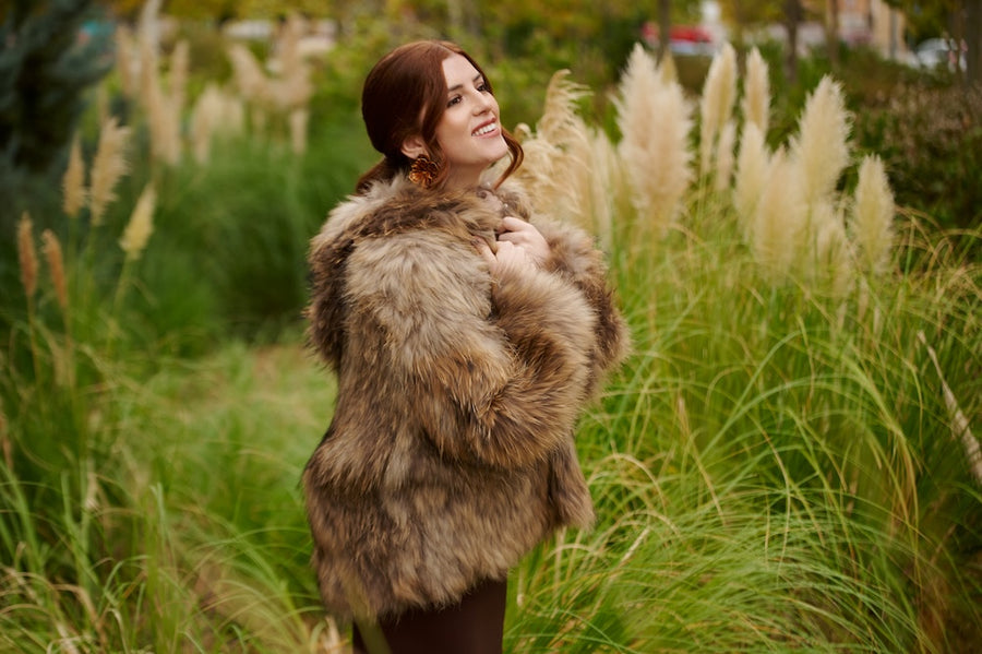 Chaqueta Piel Natura Fox con Capucha