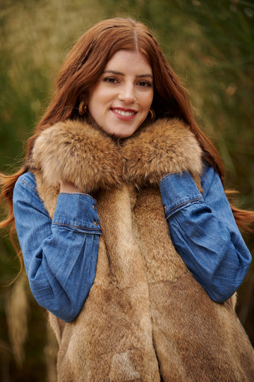 Chaleco Piel Natural Cuello