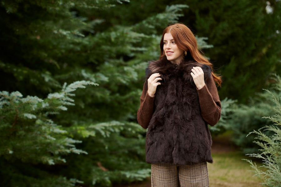 Chaleco Piel Natural Cuello