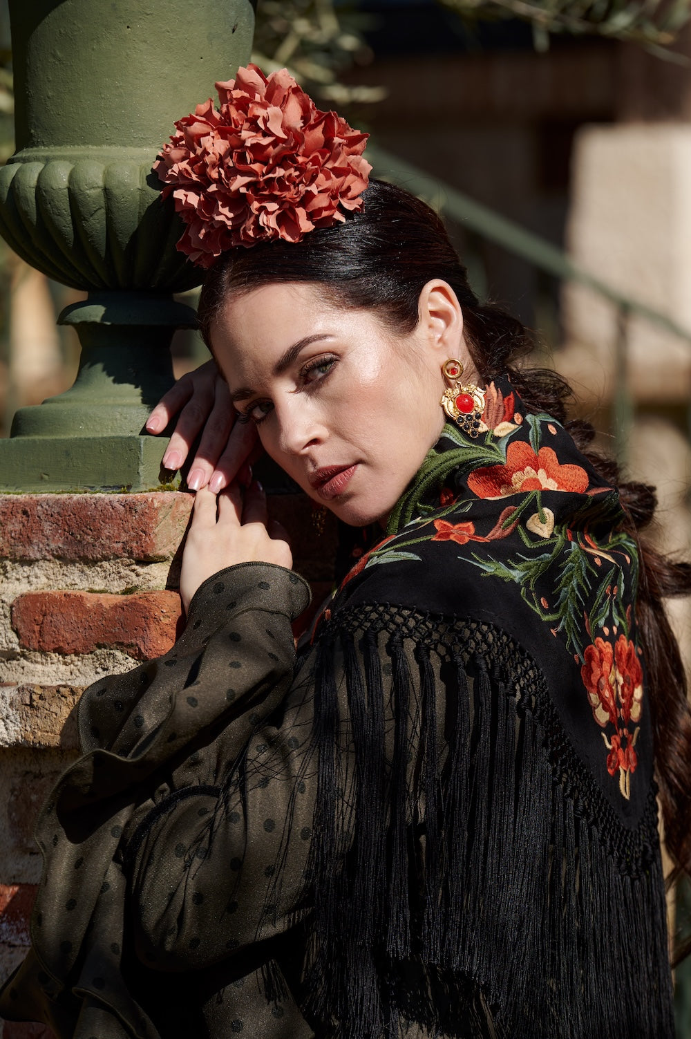 Traje de Flamenca Madrid Verde con lunar