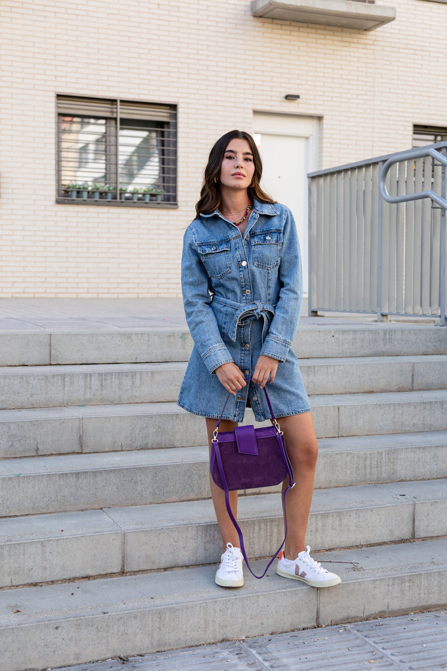 Bolso Piel Saddle Violeta