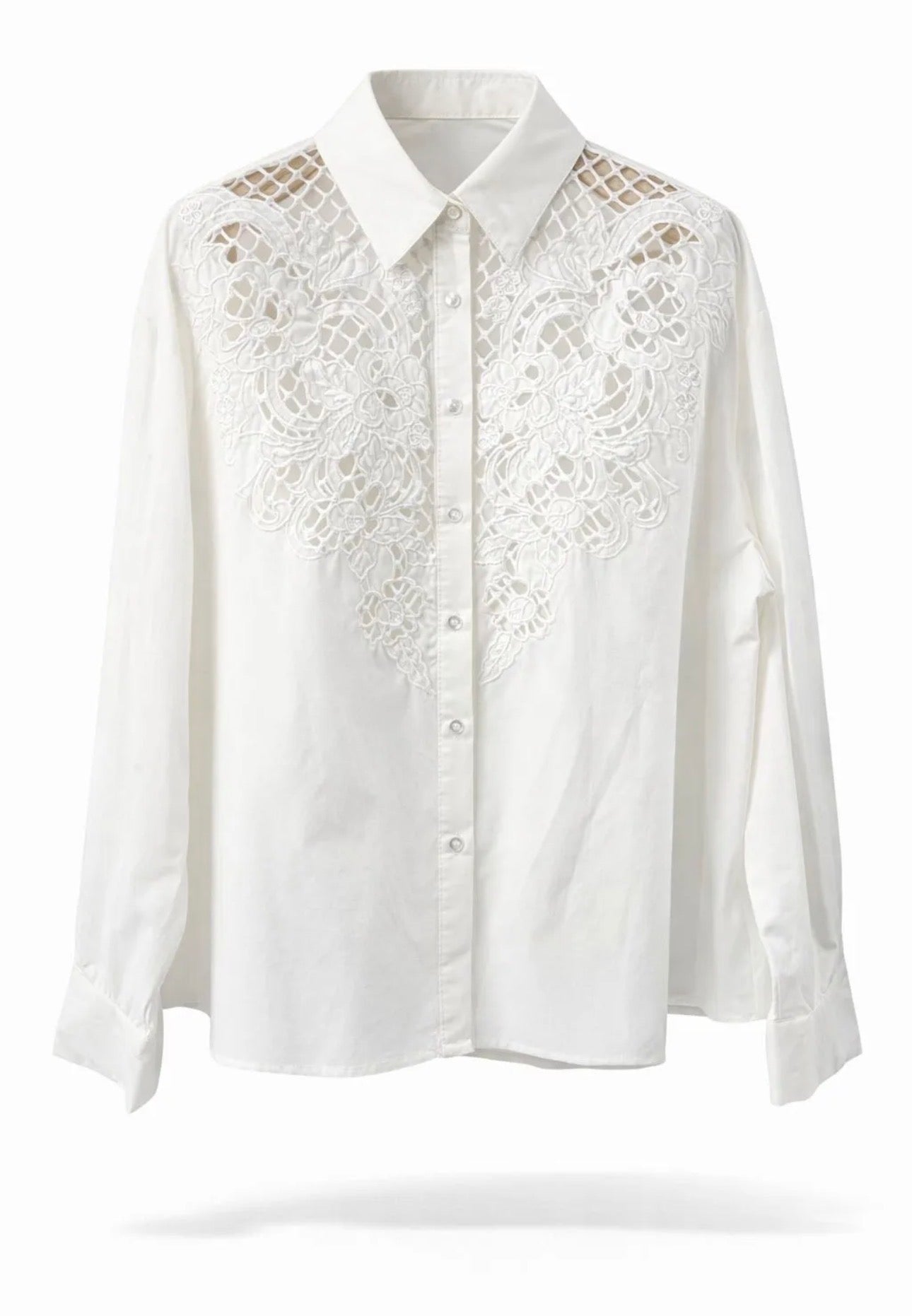 Camisa Blanca Brocado