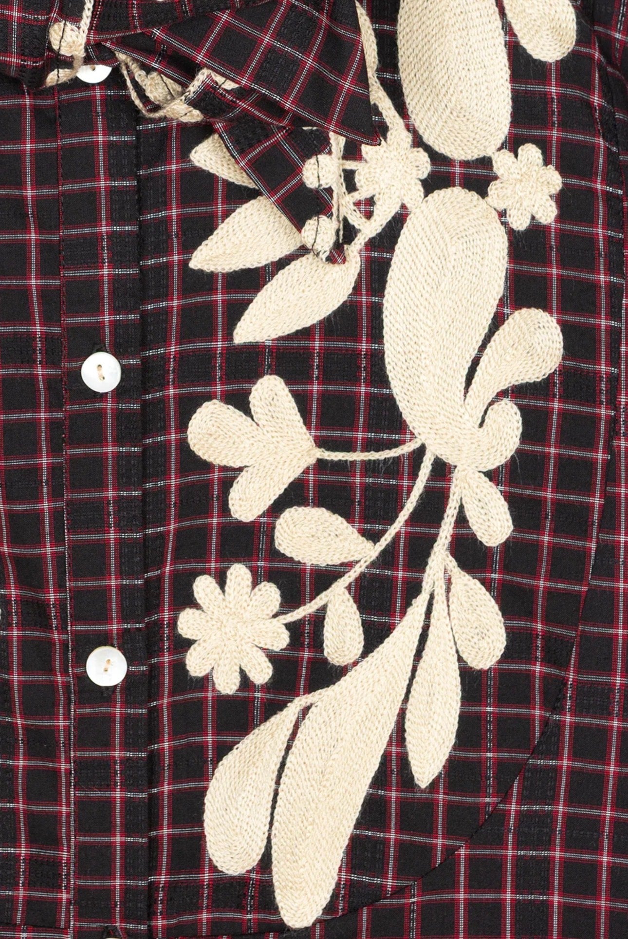 Camisa de Cuadros Bordado Beig Latido