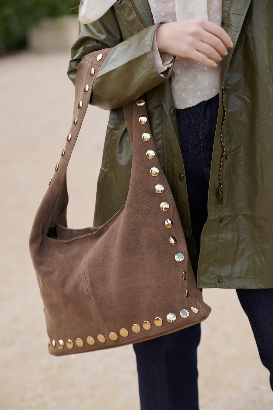 Bolso Piel Ante Tachas en 4 colores disponibles