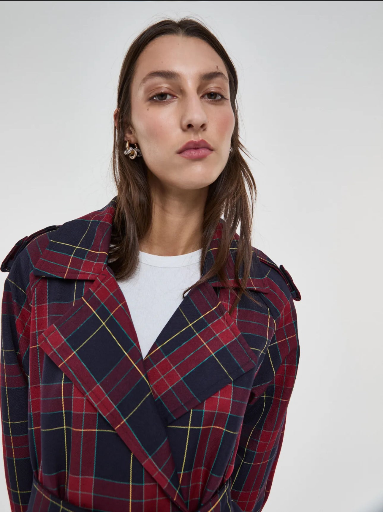 Gabardina Cuadros Burdeos