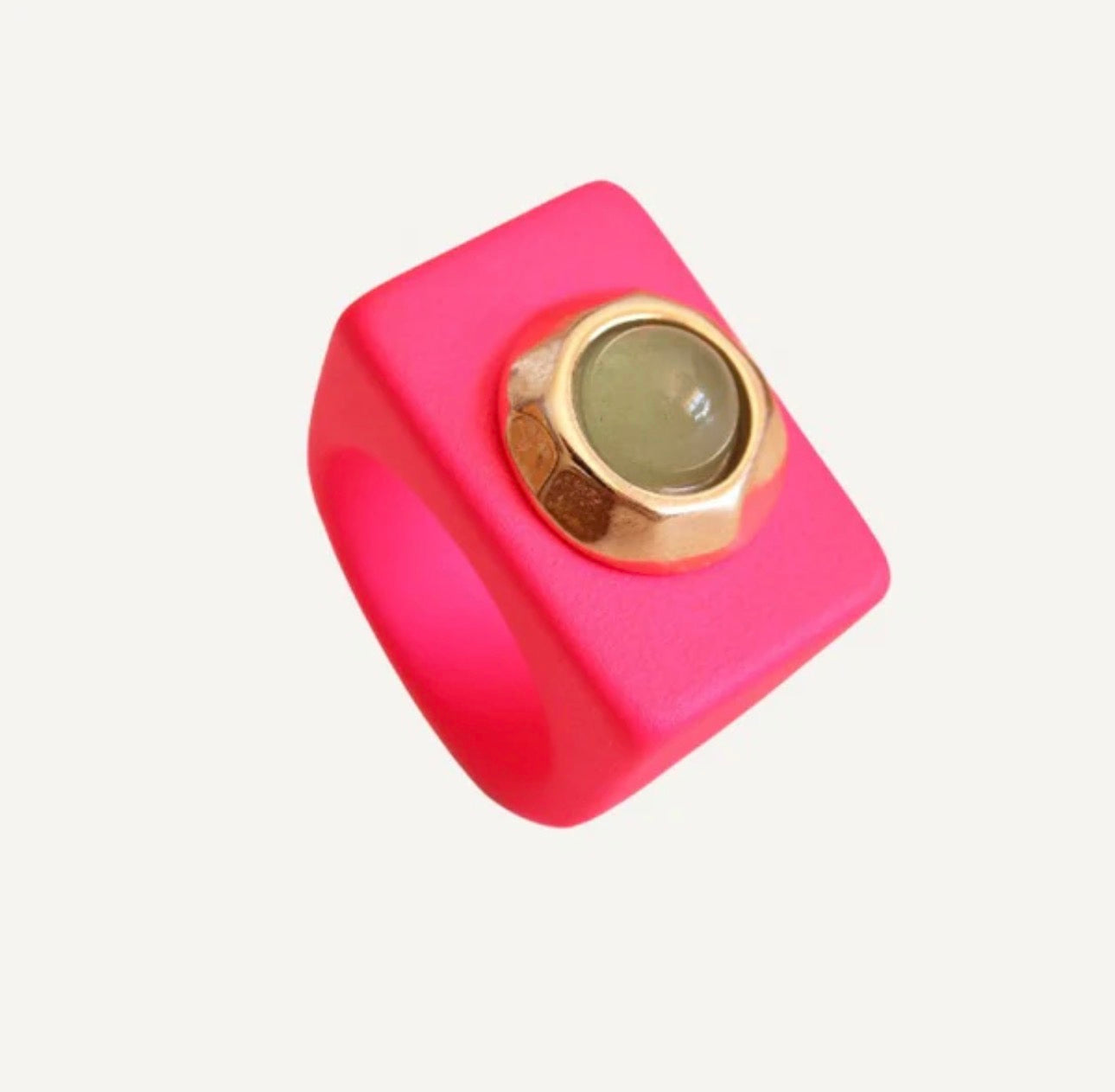 Anillo Flúor Rosa con piedra natural aventurina Émolo