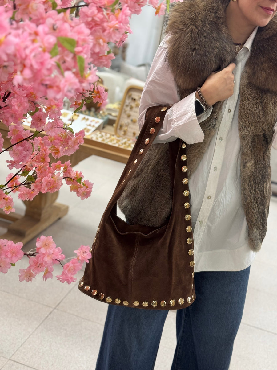 Bolso Piel Ante Tachas en 4 colores disponibles