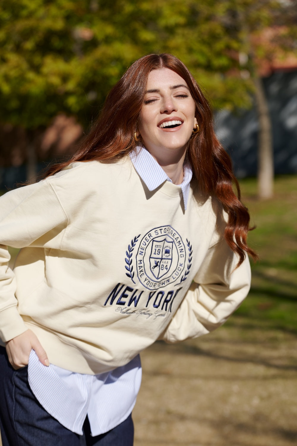 Sudadera New York Bordada Burdeos