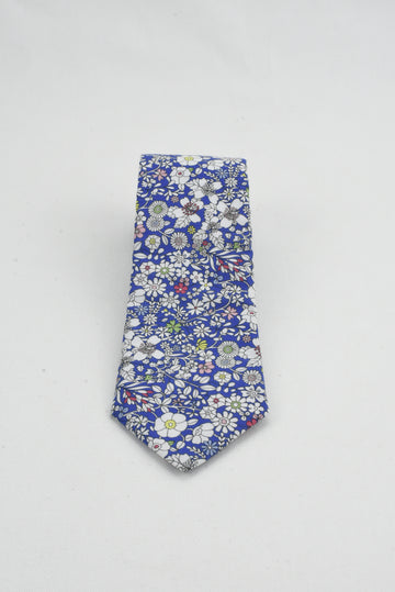 Corbata Flores Azul