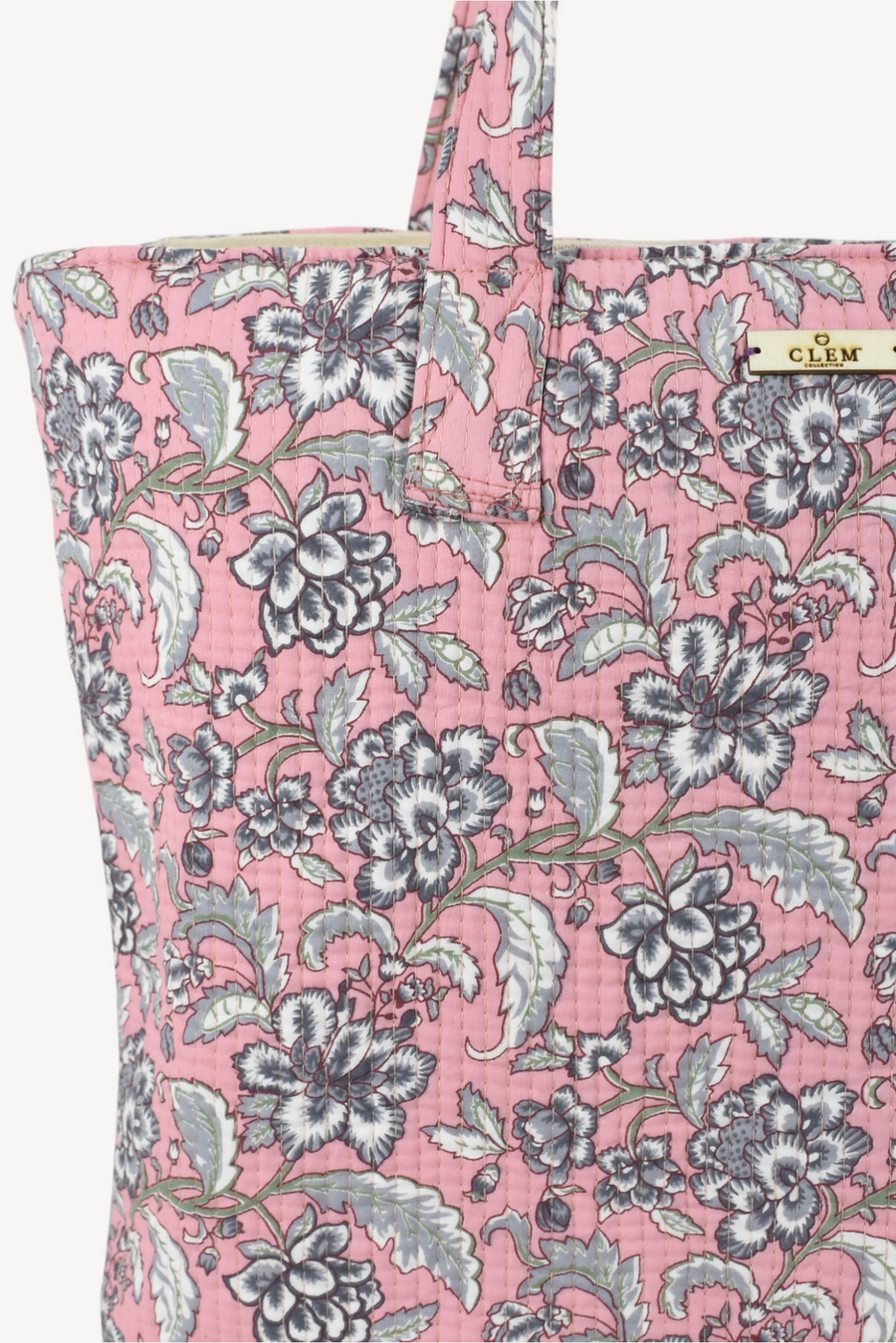 Bolso Acolchado Rosa Flores