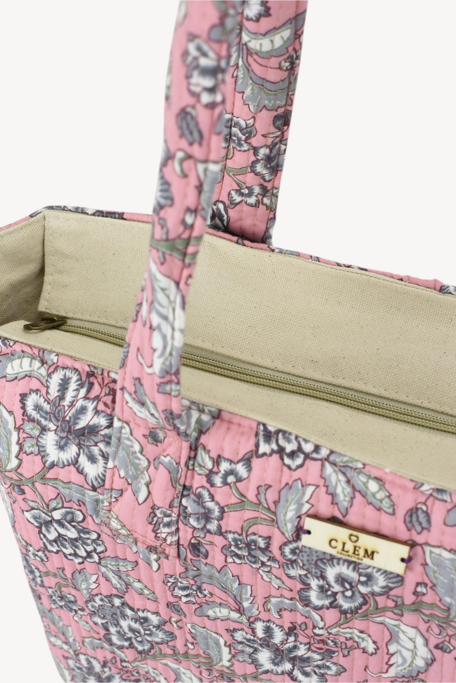Bolso Acolchado Rosa Flores