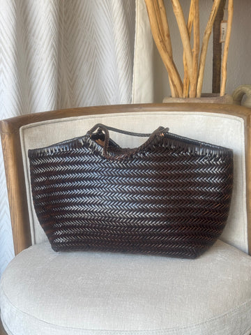 Bolso Piel Trenzada Marrón Akila