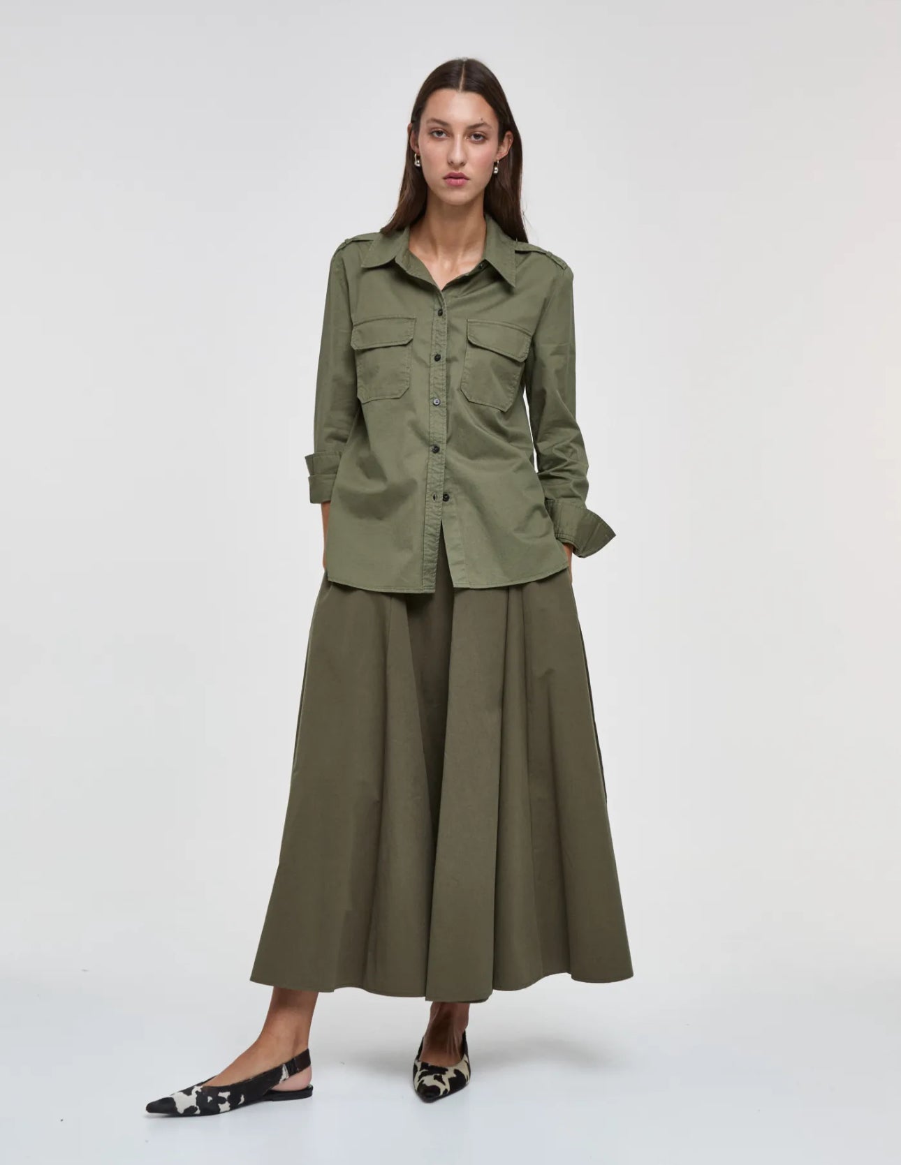 Camisa Militar Verde Kaki