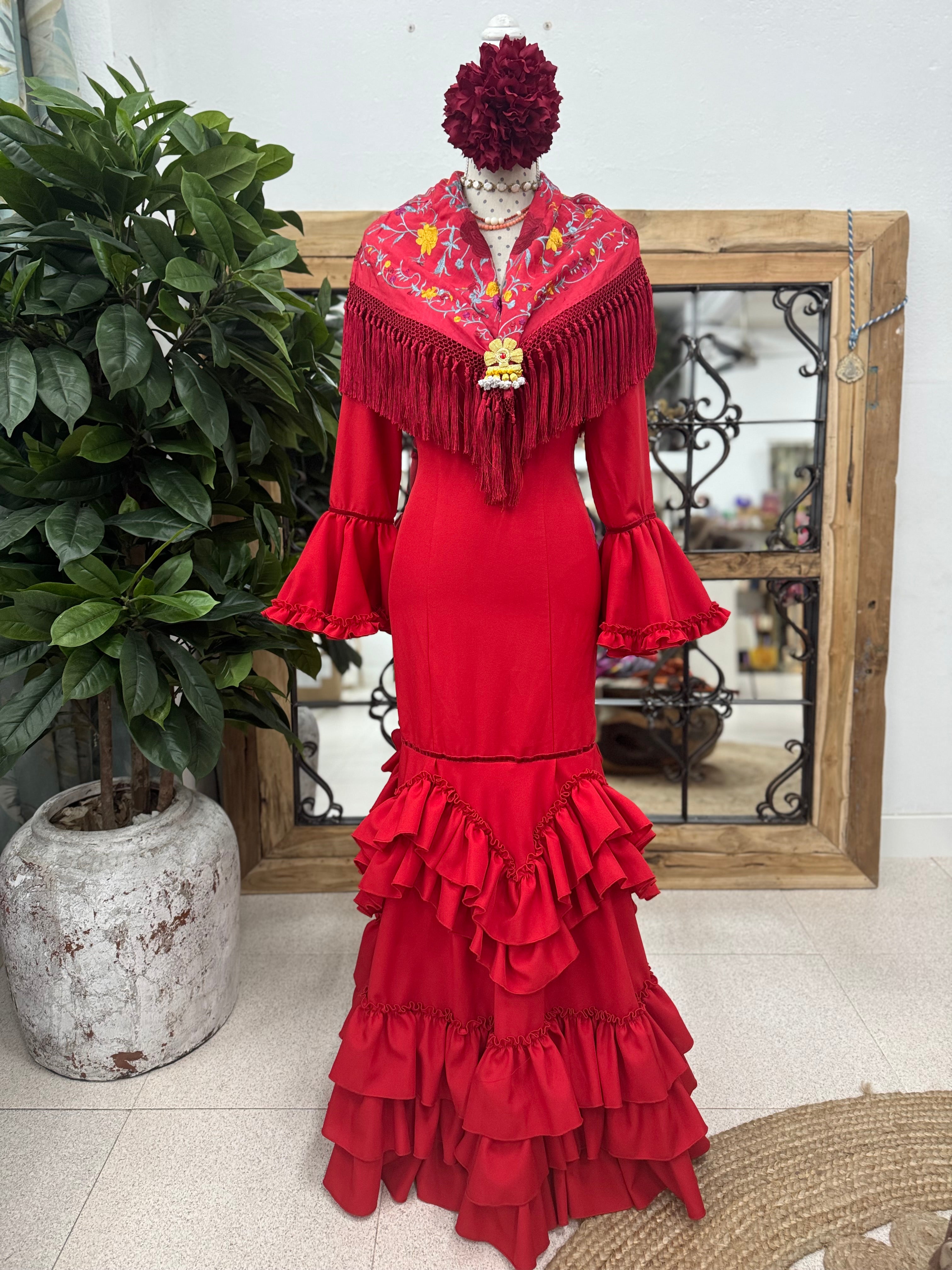 Traje de Flamenca Mod. Madrid Rojo