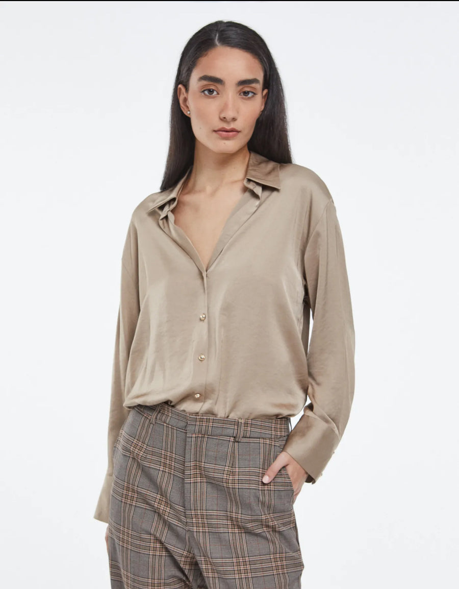 Blusa Satinada Gold Blanco Roto