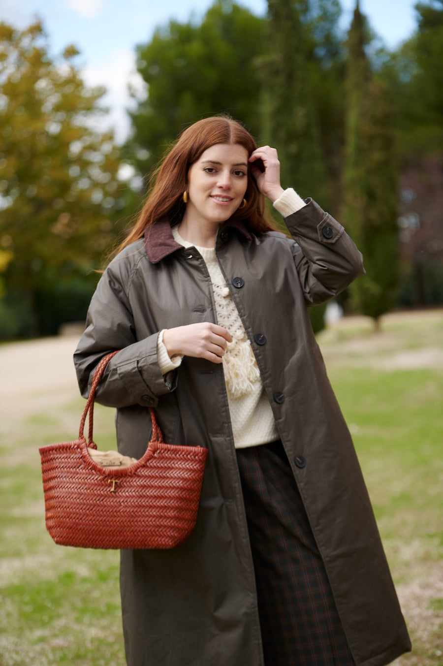 Bolso Piel Trenzada Akila Camel P