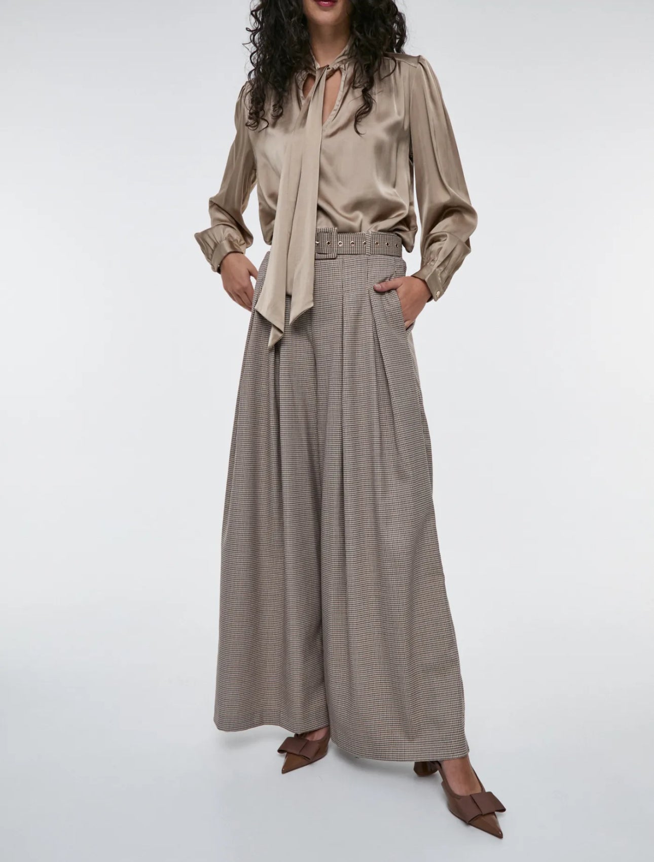 Pantalón Pliegues Cuadros Mini