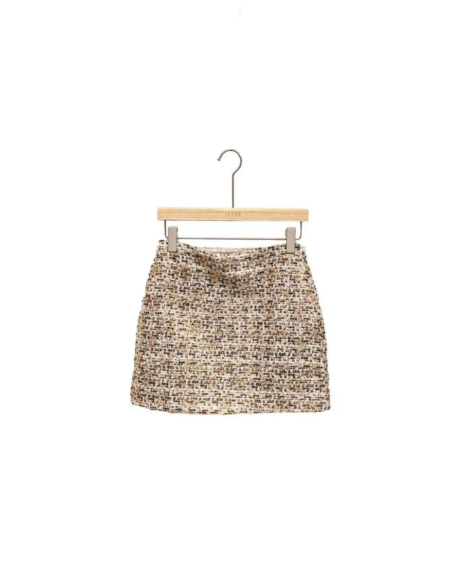 Falda Mini Tweed Dorado