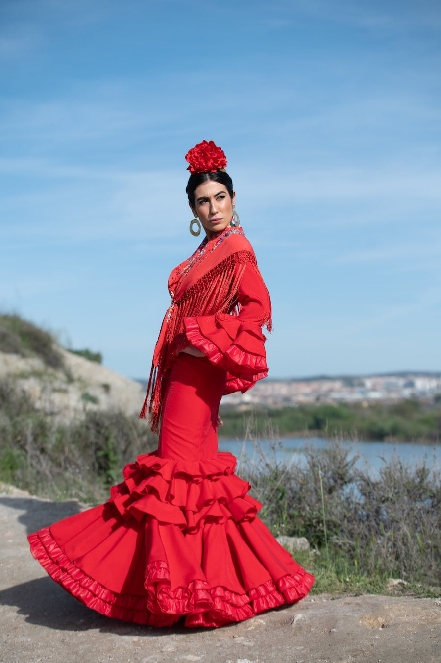 Vestido Flamenca Modelo Macu Rojo T.36