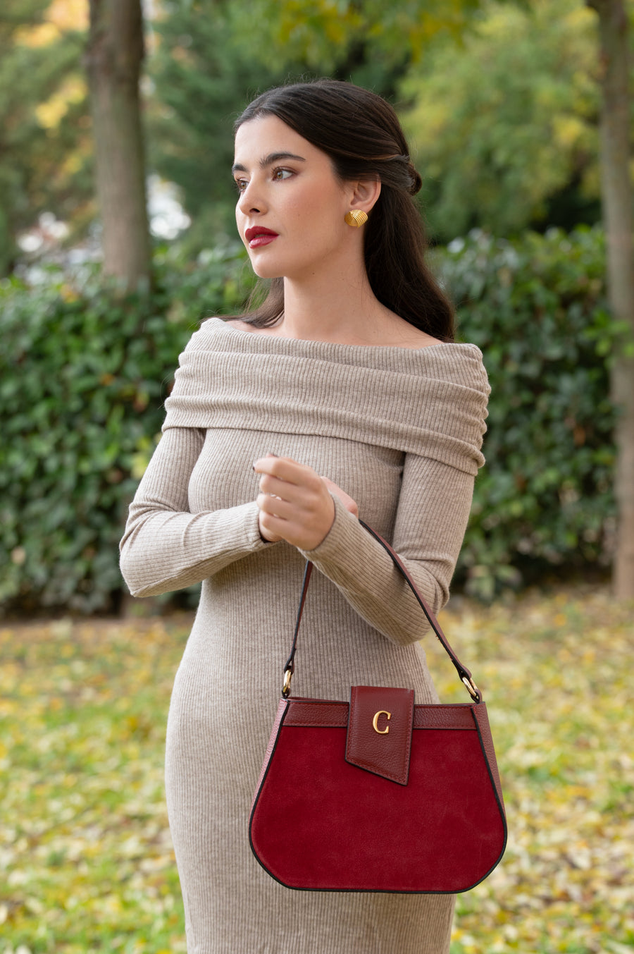 Bolso Piel Saddle Burdeos