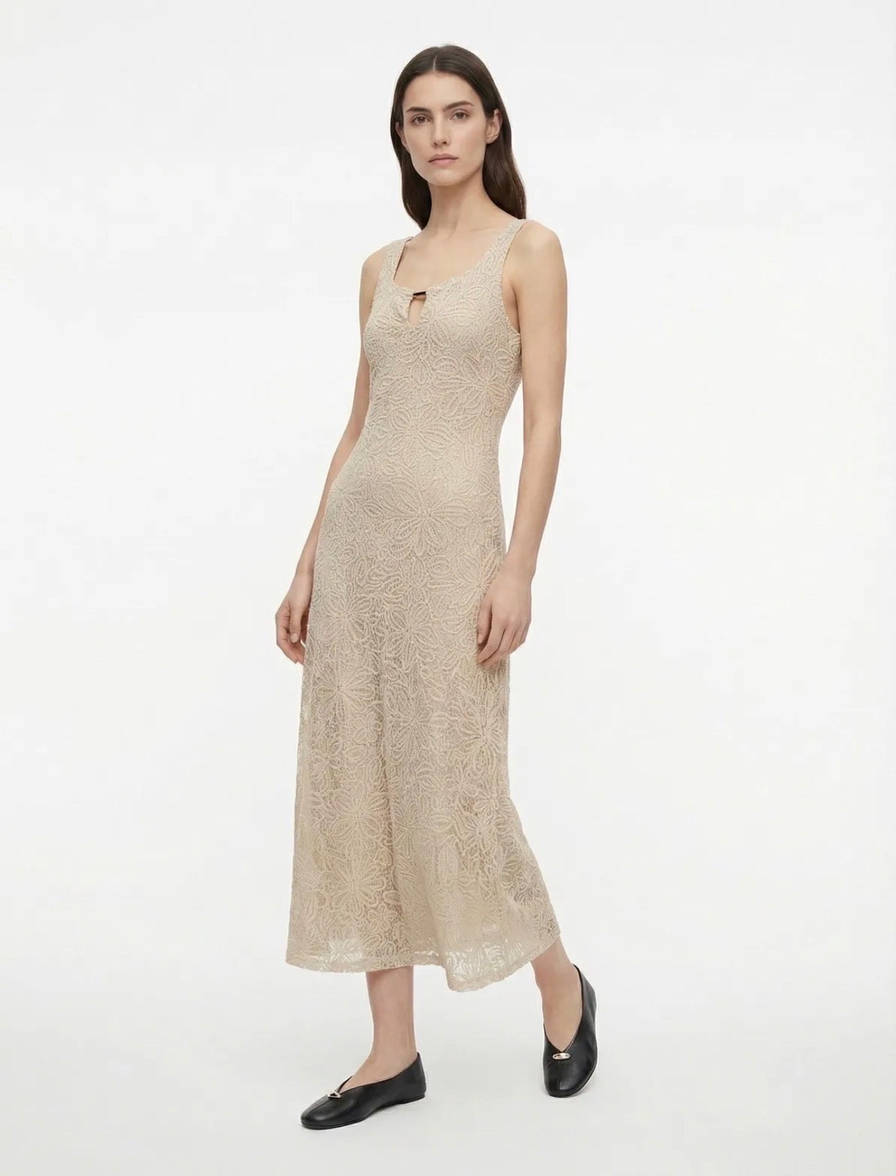 Vestido Croch Beig