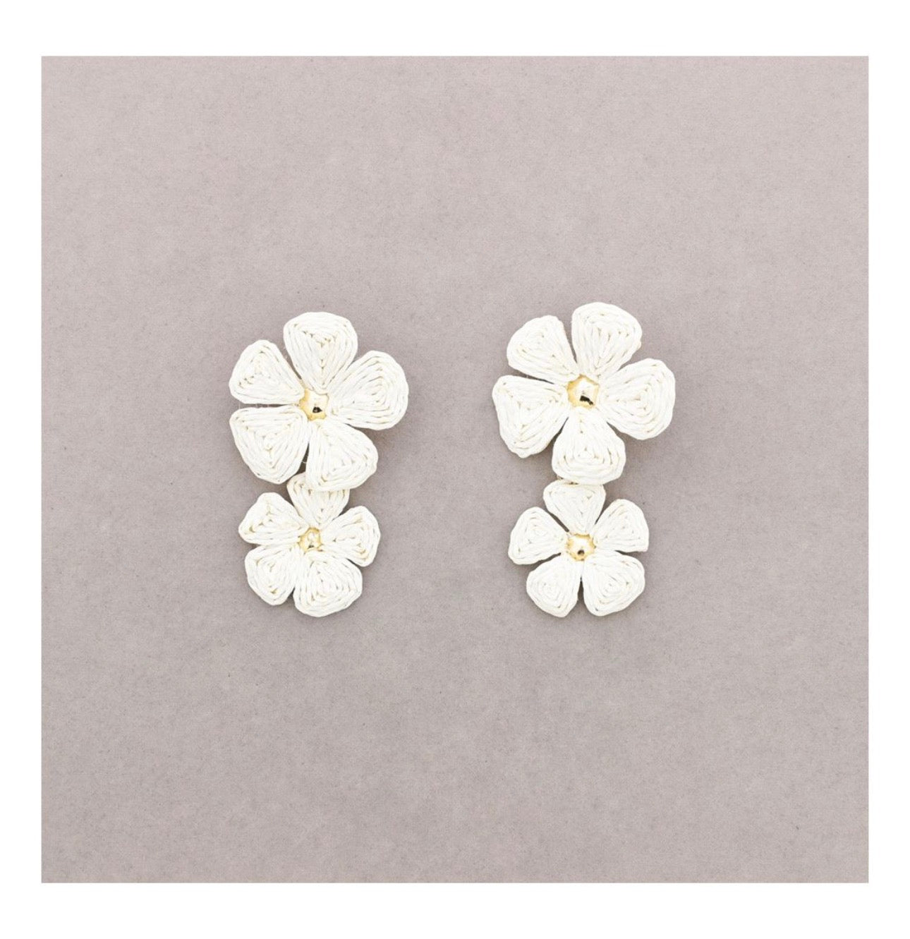 Pendientes Flor Rafia Blanco
