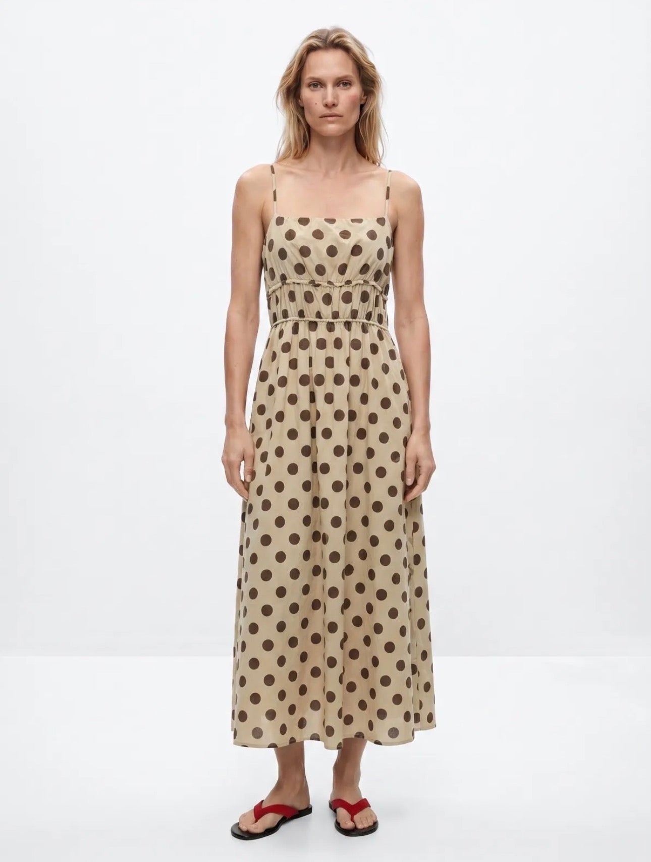 Vestido Lunares Beig Marrón