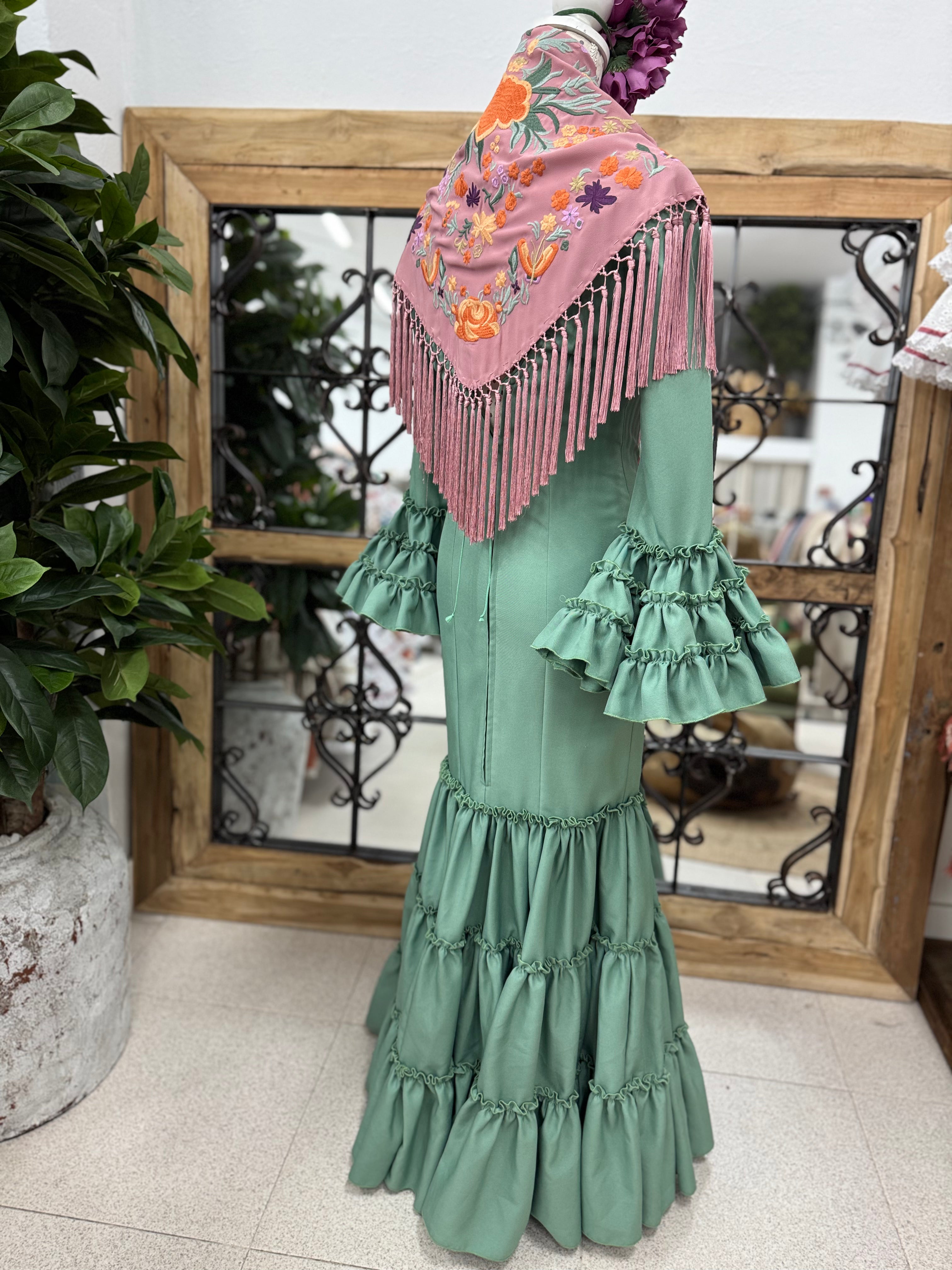 Traje Flamenca Córdoba Verde Jabonoso