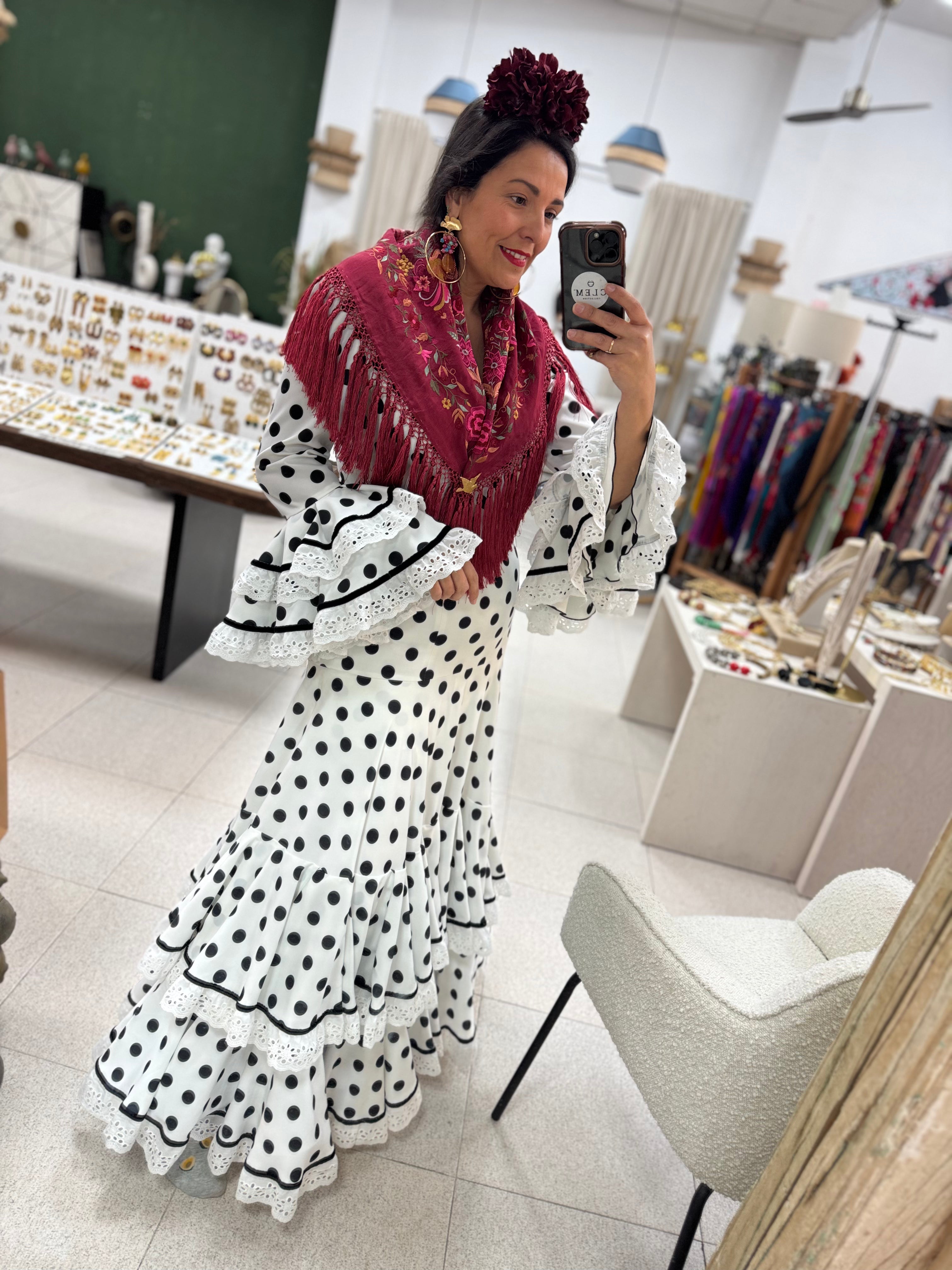Traje Flamenca Abril Blanco