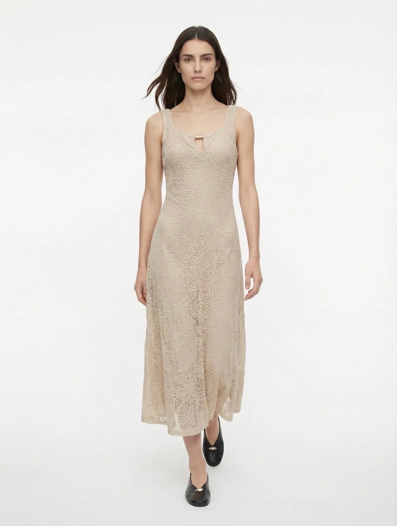 Vestido Croch Beig