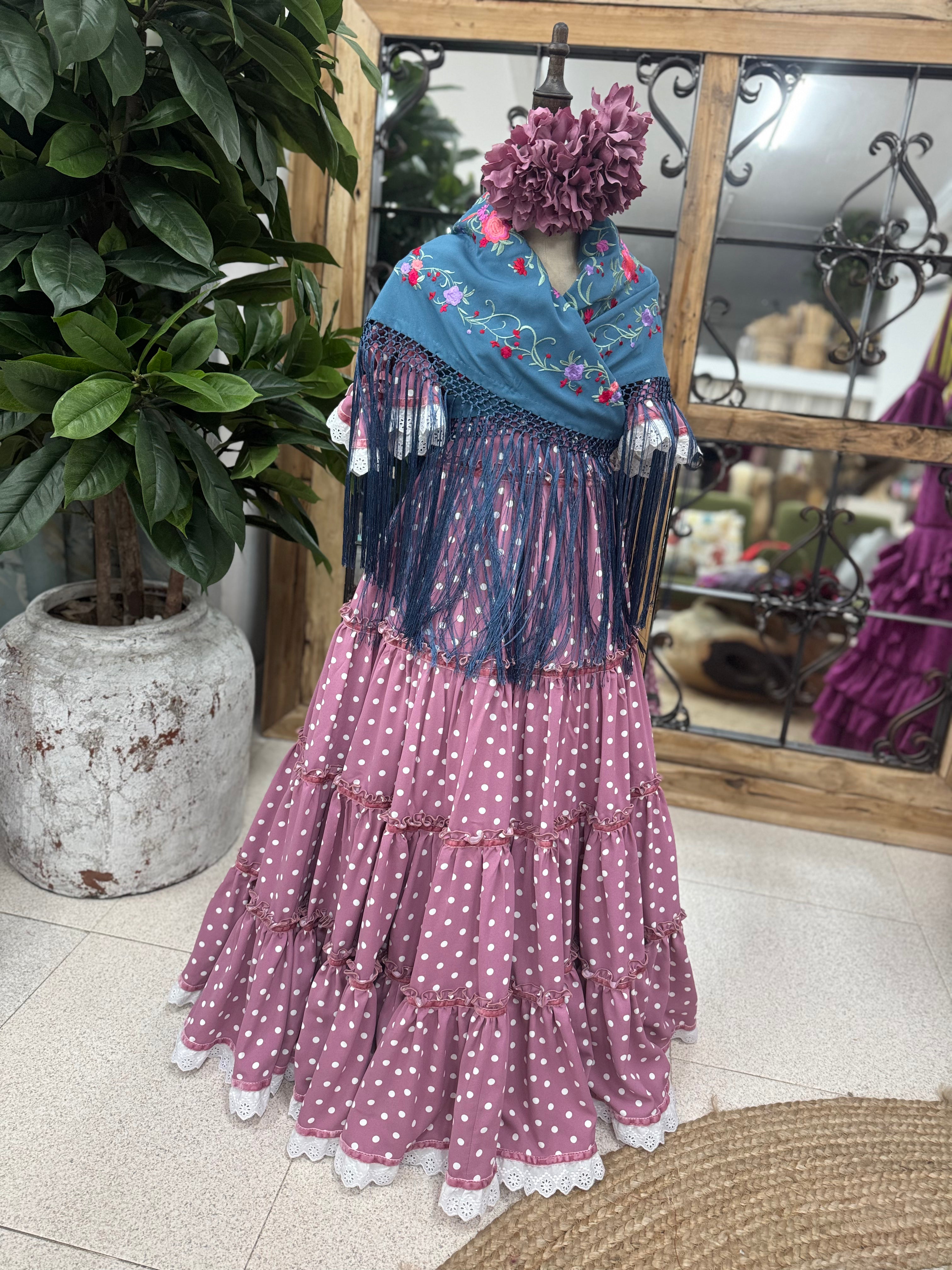 Traje de Flamenca Niña Mod.Rociera T.8