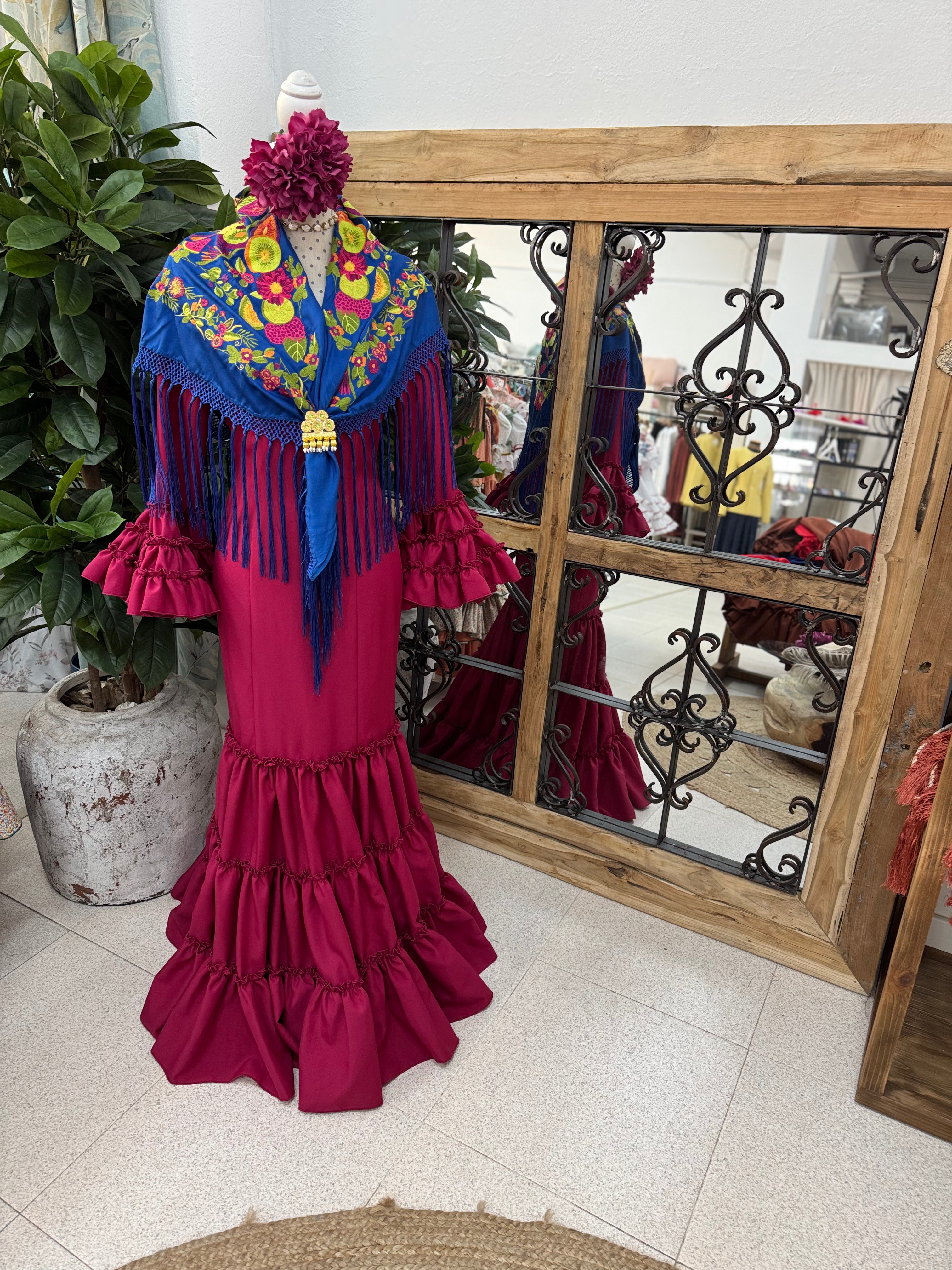 Traje de Flamenca Córdoba Fresa Oscuro