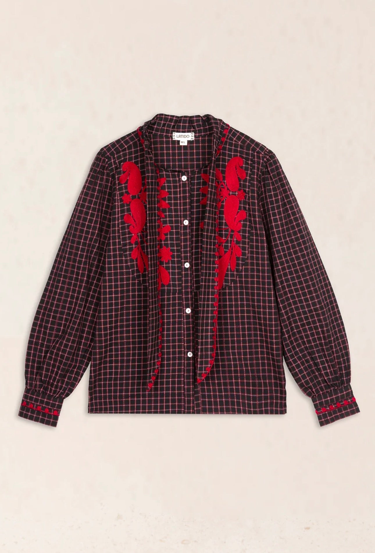 Camisa Cuadros Lazada Bordado Latido