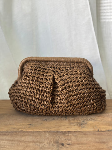 Bolso Rafia Mano Marrón