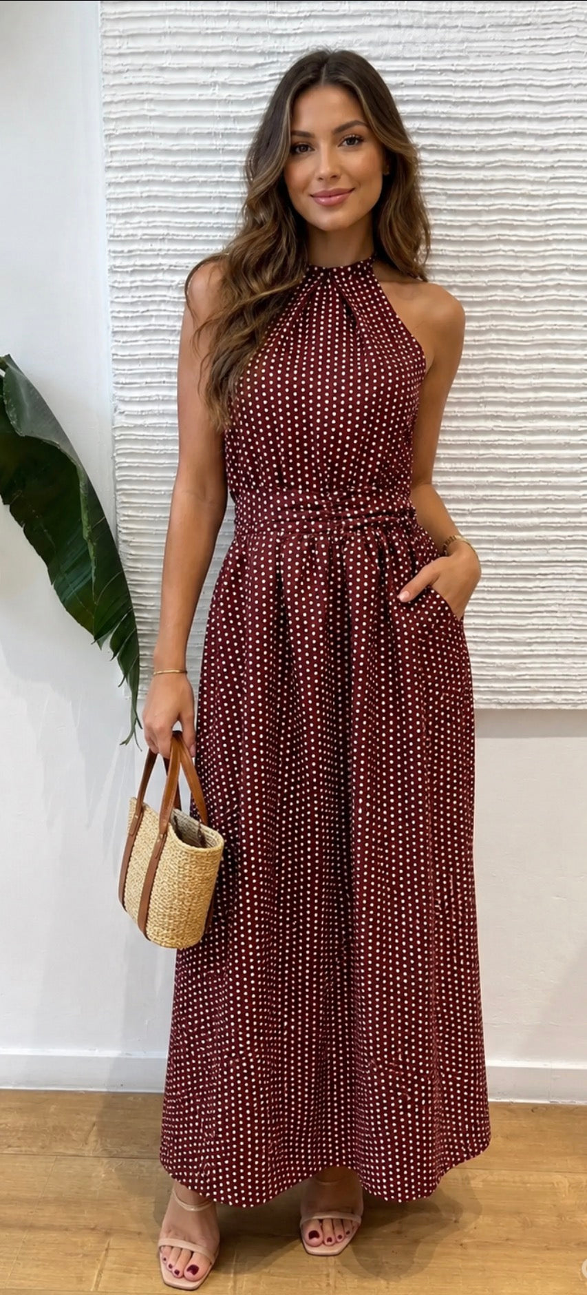 Vestido Topitos Marrón